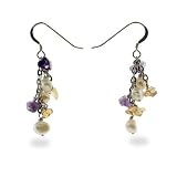Eve's Addiction Freshwater Pearls and Amethyst Earrings with Citrine Stones