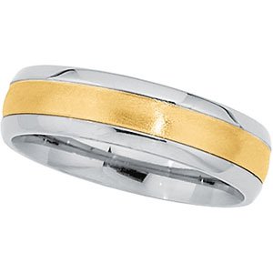 Titanium & 18K Yellow Gold Bridal Design Comfort Fit Band