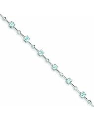 Genuine .925 Sterling Silver Aquamarine White Topaz Bracelet 3.3 Grams . 100% Satisfaction Guaranteed.