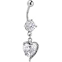 Crystal Cubic Zirconia HEART FRENZY Dangle Belly Ring