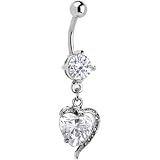 Crystal Cubic Zirconia HEART FRENZY Dangle Belly Ring