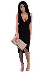 Striped Print Fitted Wrap Sleeveless Scuba/Knit Bodycon Dress/Party Dress 