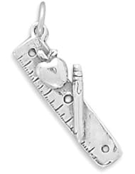 Sterling Silver Ruler with Apple Charm