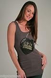MM Unplugged Miss Me Women's Tank Top with Heart Lock Print & Foil w/Rhinestones in Grey