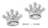 Sterling Silver CZ Crown Post Earrings