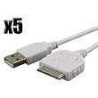 White USB Data Cable for Apple iPod Touch iTouch (5 Pack)