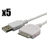 White USB Data Cable for Apple iPod Touch iTouch (5 Pack)