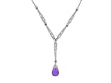 9ct White Gold Amethyst & Diamond Necklace