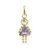 10 KT Yellow Gold Girl Amethyst CZ Pendant Charm