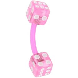 Bioplast Pink Dice Belly Ring