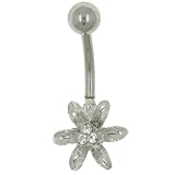 Belly Navel Rings Rhinestone Flower Petal Birthstones Jewelry - B0001WI7MK