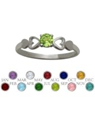 10 Karat White Gold Genuine Peridot Round Shape Baby Ring
