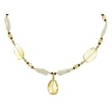 Citrine, Pearl & Garnet 18k Yellow Gold Necklace, 17