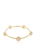 Etrusca Brazalete Rose Quartz Cabochon Hammered Dorado