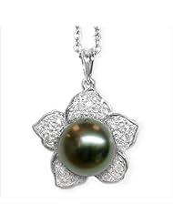 18K yellow gold Venus Black Tahitian cultured pearl and diamond pendant