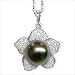 Jewelry : 18K yellow gold Venus Black Tahitian cultured pearl and diamond pendant