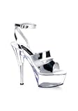Six Inch Spike Clear Heel With Chrome Straps.