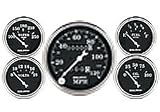 Autometer (1708) Old Tyme Black Series w Kit Box Speedometers - 5 Pc. Kit Speedo Mechanical (120 MPH)