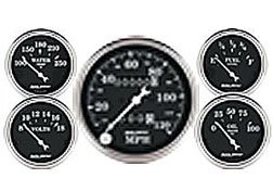 Autometer (1708) Old Tyme Black Series w Kit Box Speedometers - 5 Pc. Kit Speedo Mechanical (120 MPH)