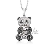 .15 ct. t.w. Black and White Diamond Panda Necklace In Sterling Silver