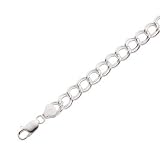 Sterling Silver Double Link 7in Charm Bracelet