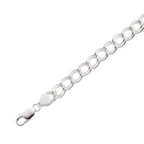 Sterling Silver Double Link 7in Charm Bracelet