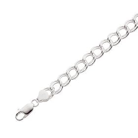 Sterling Silver Double Link 7in Charm Bracelet by 