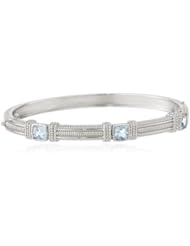 Judith Ripka "Giftables" 3 Cushion Stones Blue Topaz Bangle Bracelet