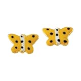 14K Yellow Gold Children's Yellow Enamel Butterfly Earrings