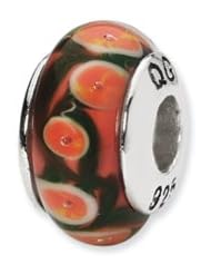 Sterling Silver Red And Orange Hand-blown Glass Charm