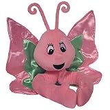Curtain Critters Plush Pink and Green Flower Garden Butterfly Curtain Tieback, Car Seat, Stroller, Crib Toys Set (2)