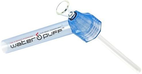 WaterPuff - Portable instant waterpipe, fits on any glass or plastic bottle - CLEAR / BLUE Package