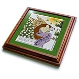 SmudgeArt Angel Designs - Angel Playing Harp In A Garden - Christmas Art 9 - Trivets