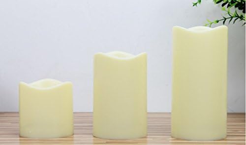 Flameless Candle. Battery Operated, LED, Flickering, Wax Pillar Candles with Remote Control from Light Romance, Set of 3 (On/Off key control)