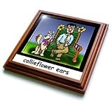 Londons Times Funny Dogs Cartoons - Collie Flower Ears - Trivets