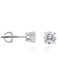 0.50 CT F/VS-1 Round Natural Diamond Stud Earrings set in 14K White Gold