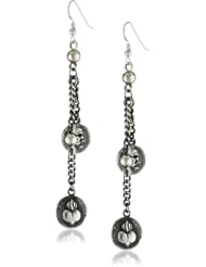 King Baby Skull and Heart Coin Chain with Hook Back Drop Earrings