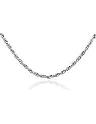 10k Solid White Gold Rope Chain Necklace with Secure Lobster Claw Clasp (0.29 mm)