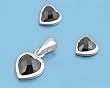 Sterling Silver Pendant and Earrings Set with Faceted Heart Black Onyx