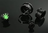 Solid UV Acrylic Screw-on Plugs - Marijuana Leaf - 4G - Sold as a Pair