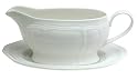 Mikasa Antique White Gravy Boat and Stand