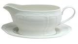 Mikasa Antique White Gravy Boat and Stand