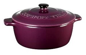 Gourmet Du Village Brie & Camembert Cheese Baker with Handles, Cabernet Purple