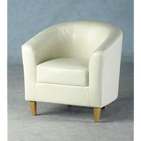 LUXURY FAUX LEATHER TUB CHAIR IN CREAM FROM CENTURION PINE