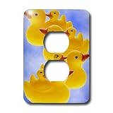 Rubber Duck - Toy Duck on blue - Light Switch Covers - 2 plug outlet cover