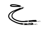 EZ Steps Low Impact Shock Absorbing Coupler Leash for Walking Two Dog up to 200 lbs. Combined Weight, Black