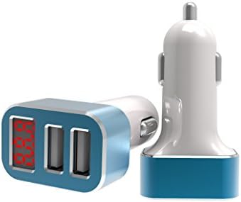 Car Charger, 3.1A Dual Ports LED Dispaly USB Car Charger for Iphone 6S Plus 6 Plus 6 5SE 5S 5 5C 4S, Ipad, Ipod, Samsung Galaxy and Other Smartphones, Tablets, Fast Charging (Blue)