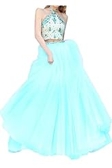 Tulle Beaded Open-Back Lace 2015 Halter Prom Dress/Quinceanera Dress 