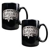 San Antonio Spurs 2pc Black Ceramic Mug Set - Primary Logo NBA Basketball