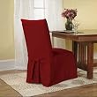 Sure Fit Cotton Duck Long Dining Room Chair Slipcover - Claret